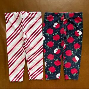 CHILDREN’S PLACE Ribbon Stripe & Apple Leggings, 18-24mo